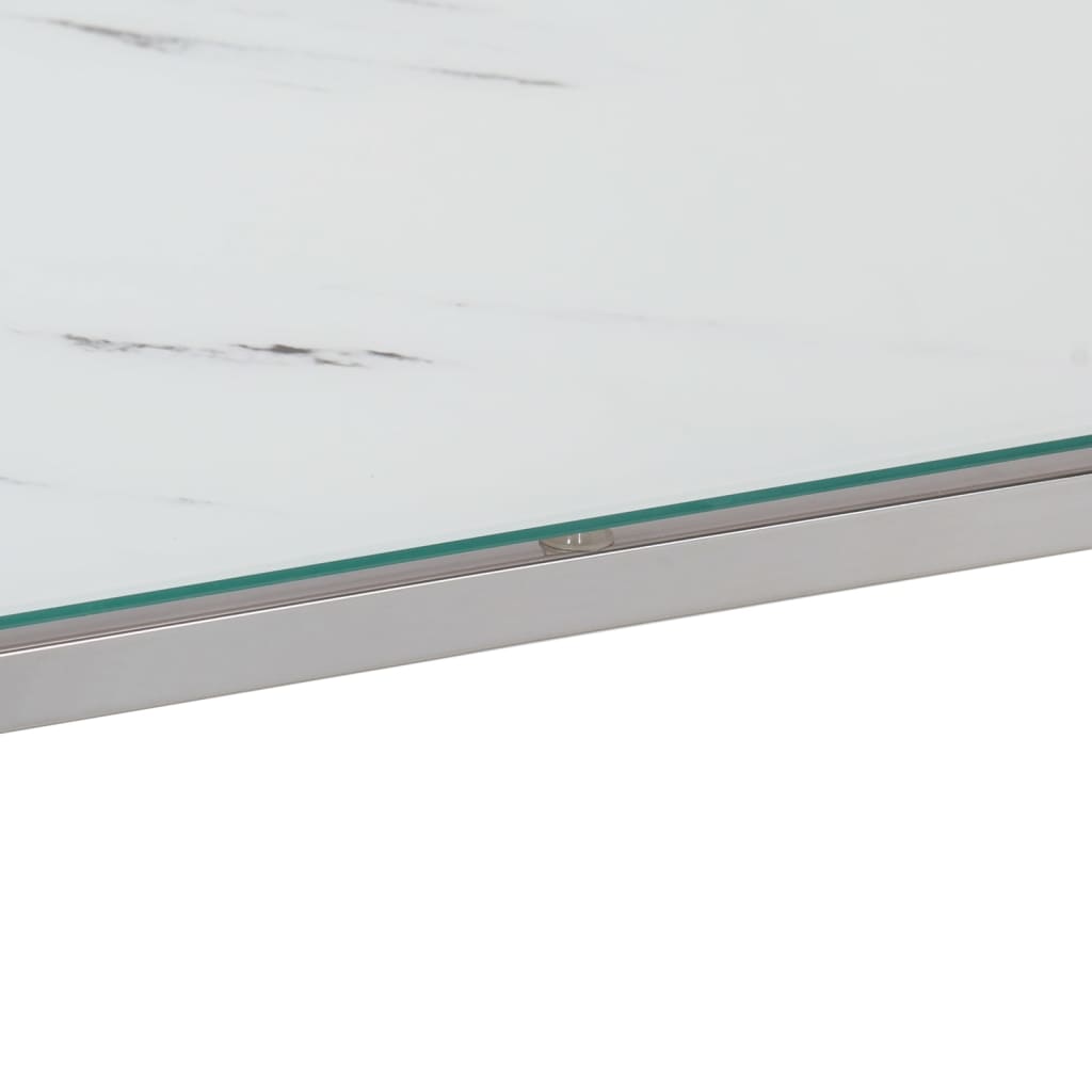 Console Table Silver Stainless Steel and Tempered Glass