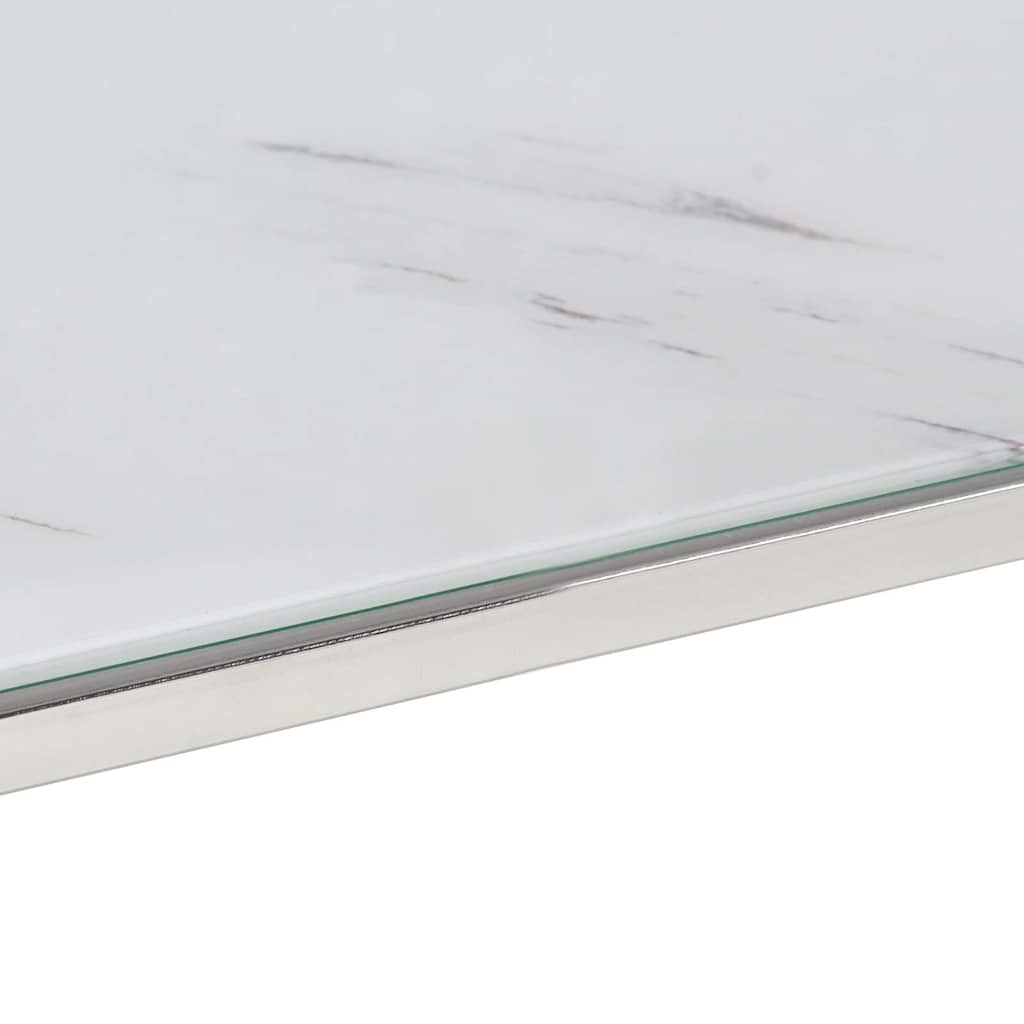 Coffee Table Silver Stainless Steel and Tempered Glass