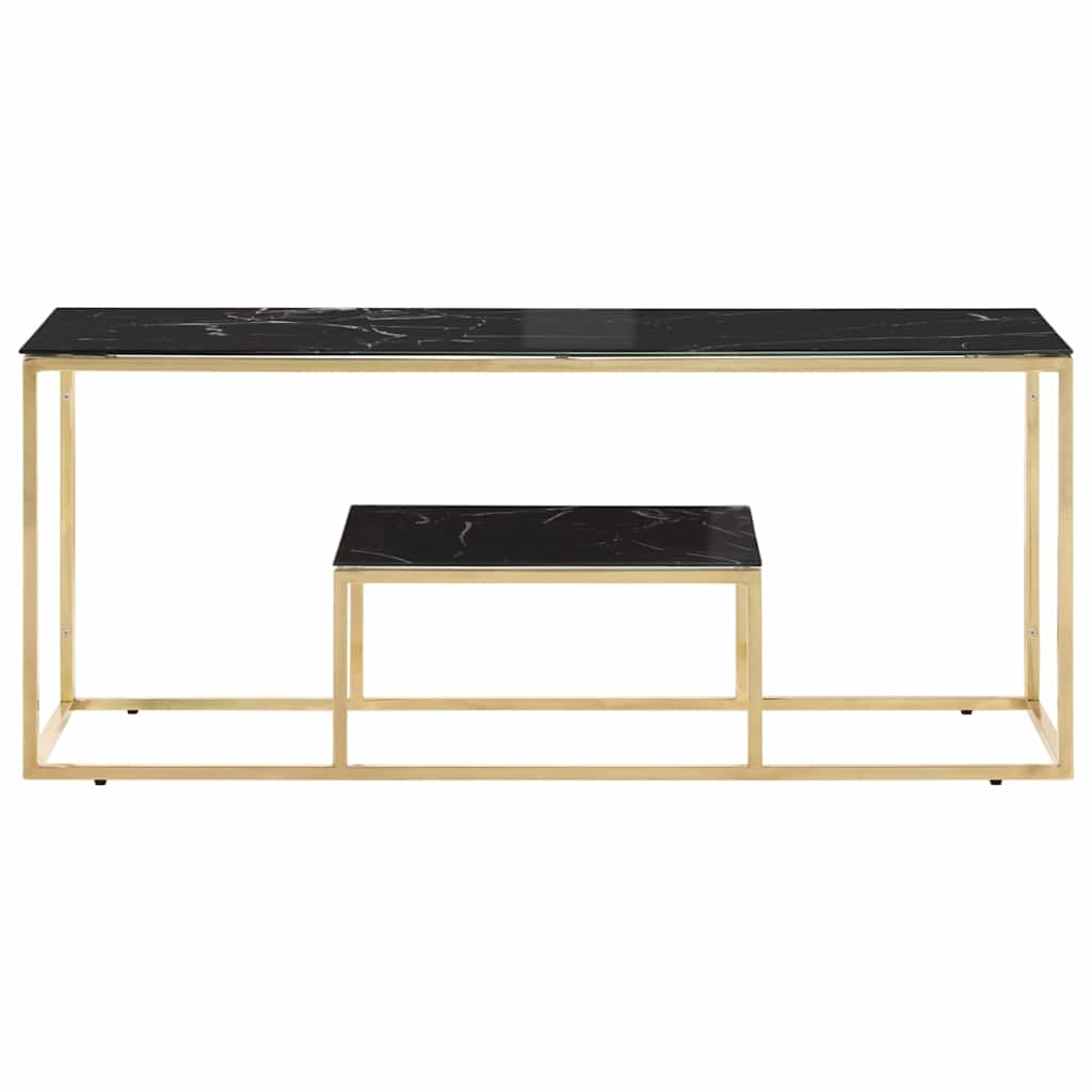 Coffee Table Gold Stainless Steel and Tempered Glass