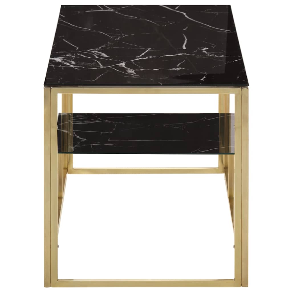 Coffee Table Gold Stainless Steel and Tempered Glass