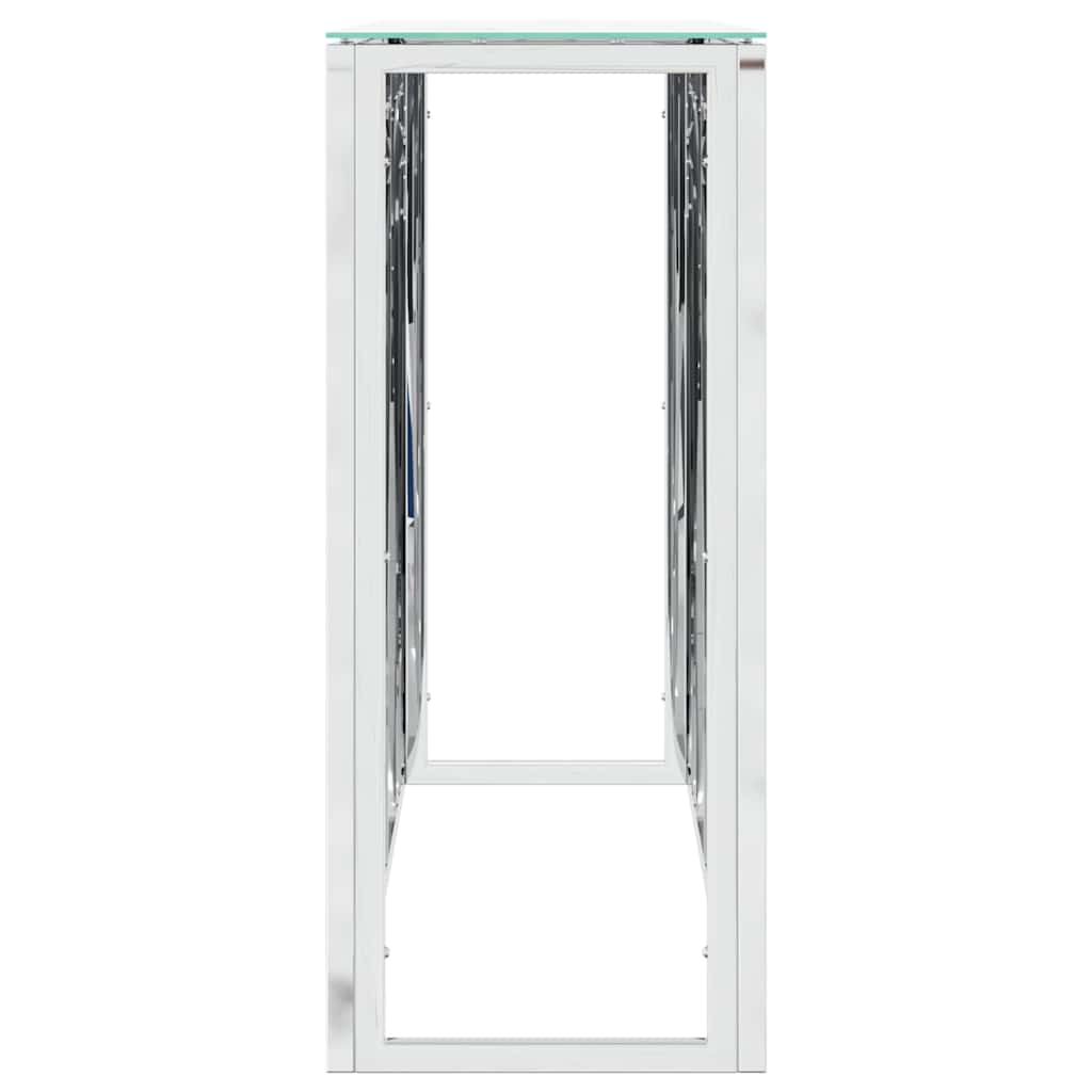 Console Table Silver 110x30x70 cm Stainless Steel and Glass