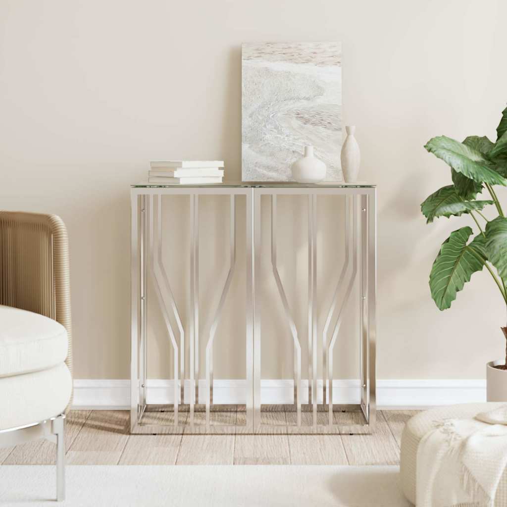 Console Table 70x30x70 cm Stainless Steel and Glass