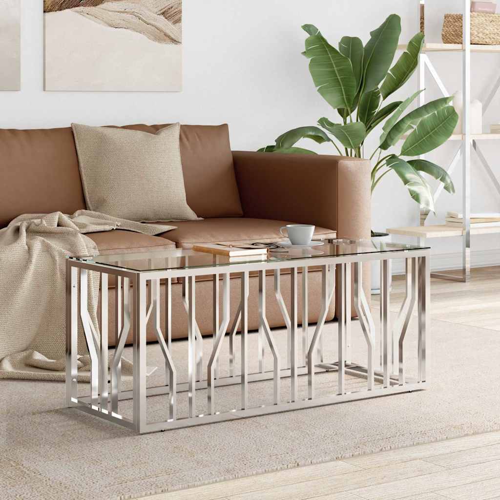 Coffee Table 110x45x45 cm Stainless Steel and Glass