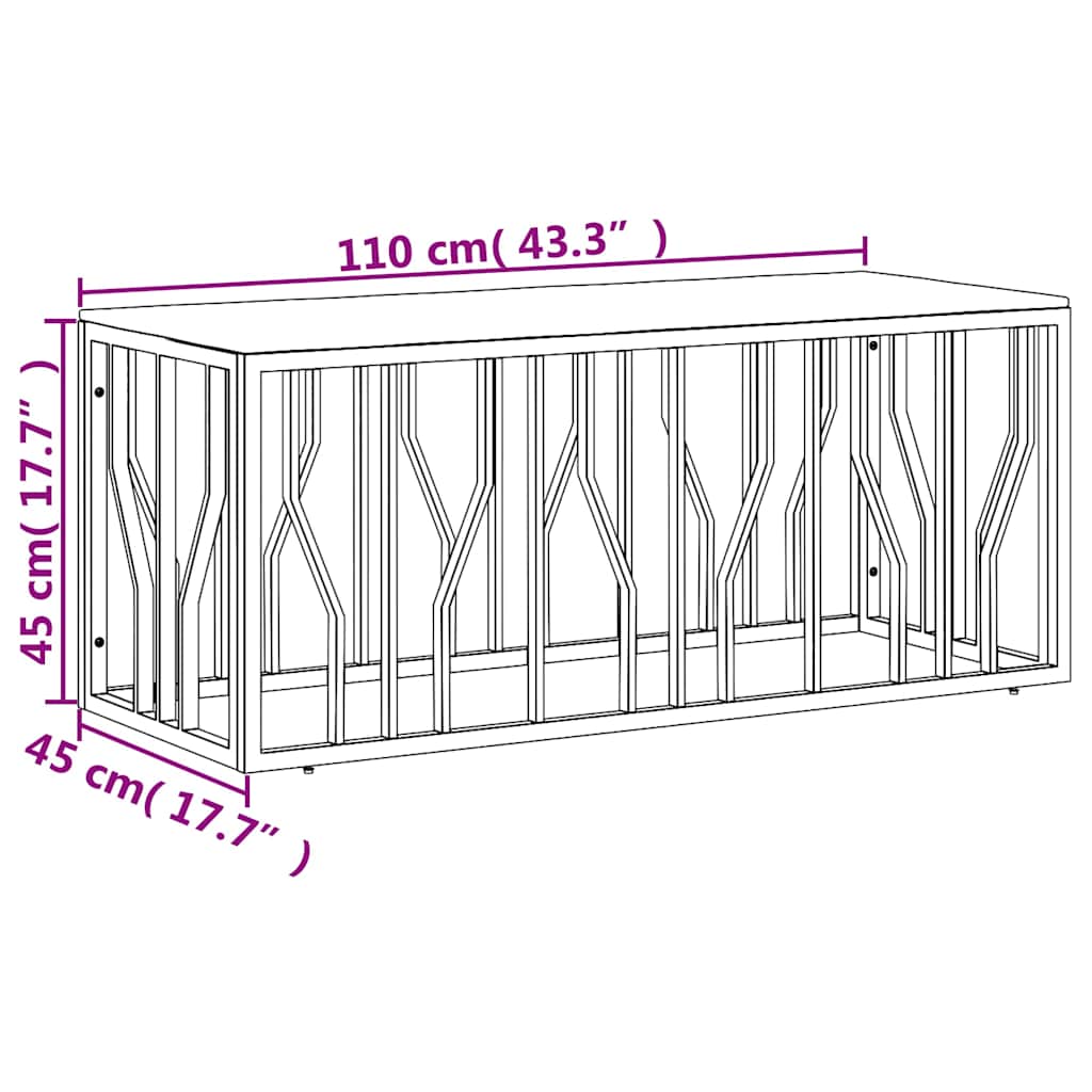 Coffee Table Silver Stainless Steel and Solid Wood Acacia