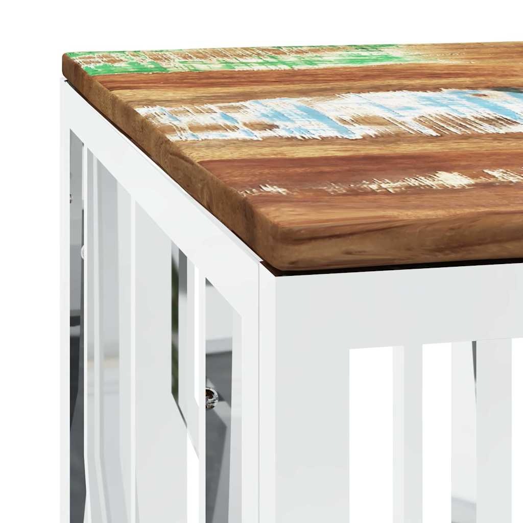 Coffee Table Silver Stainless Steel and Solid Wood Reclaimed