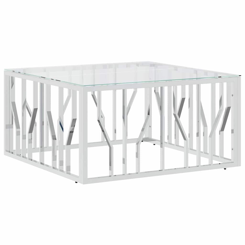 Coffee Table 80x80x40 cm Stainless Steel and Glass
