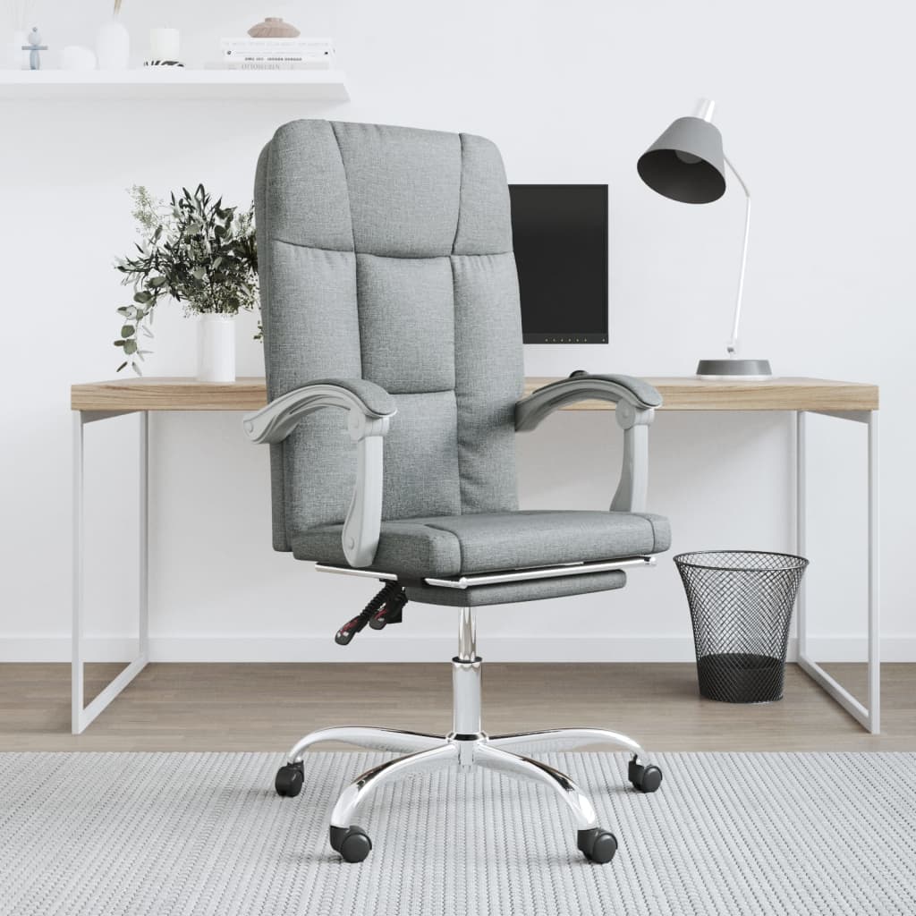 Reclining Office Chair Light Grey Fabric