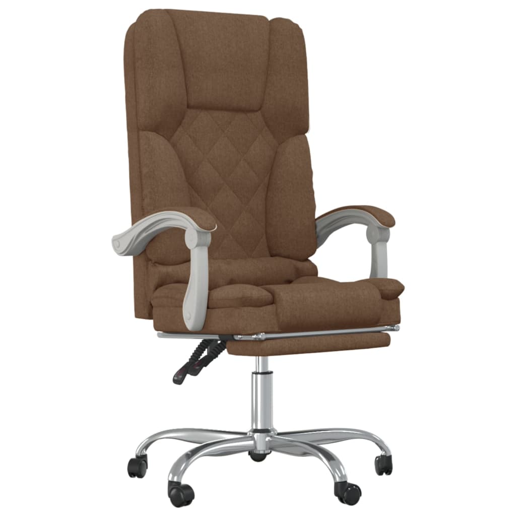 Massage Reclining Office Chair Brown Fabric