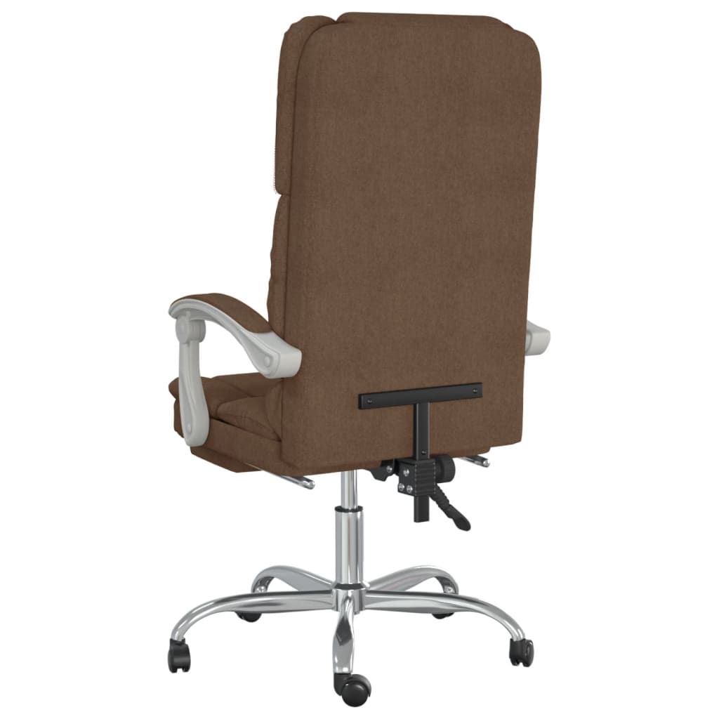 Massage Reclining Office Chair Brown Fabric