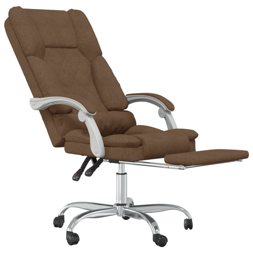 Massage Reclining Office Chair Brown Fabric