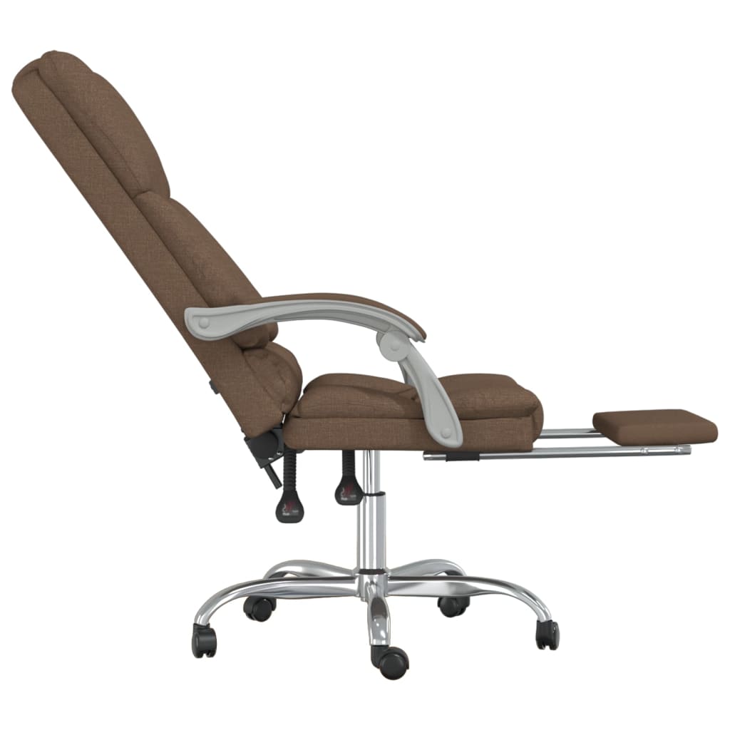 Massage Reclining Office Chair Brown Fabric