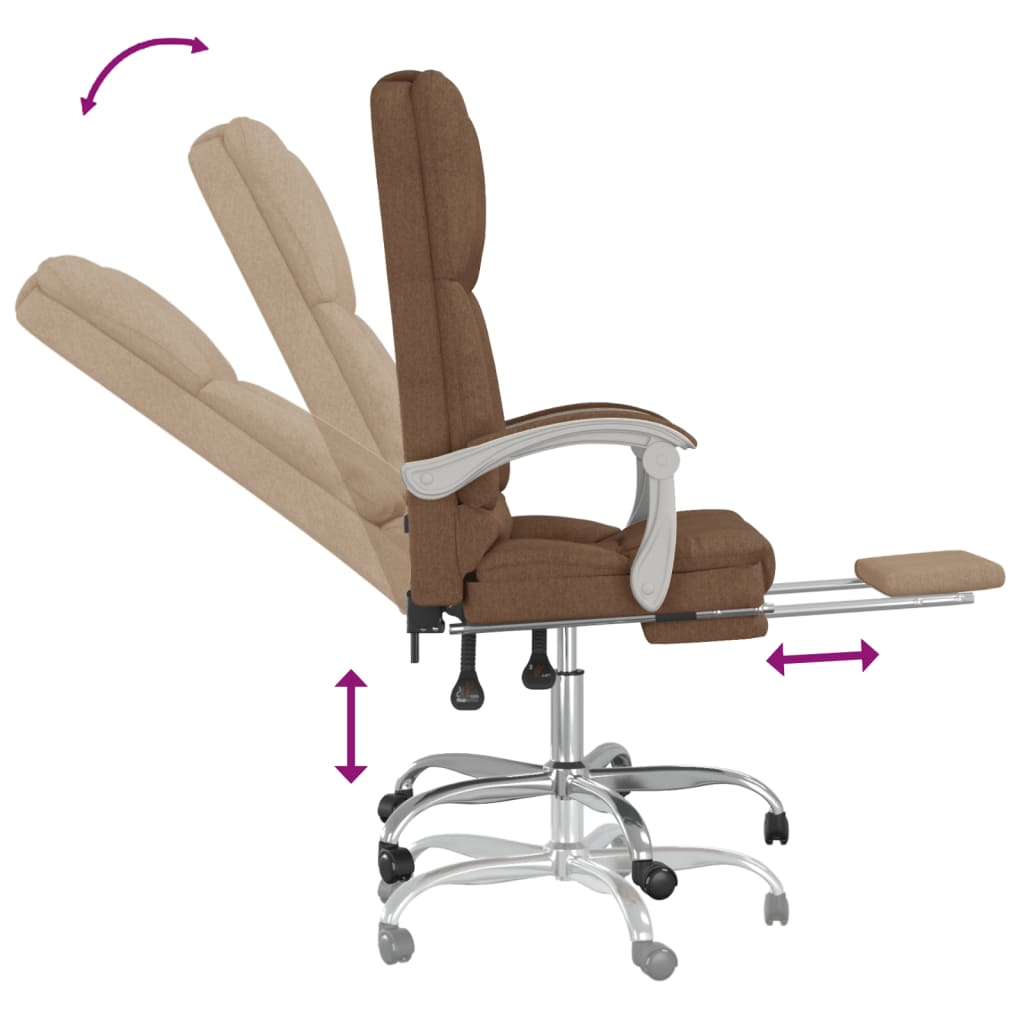 Massage Reclining Office Chair Brown Fabric