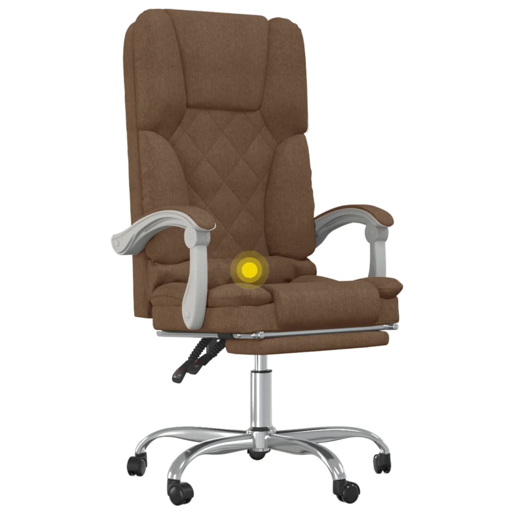Massage Reclining Office Chair Brown Fabric