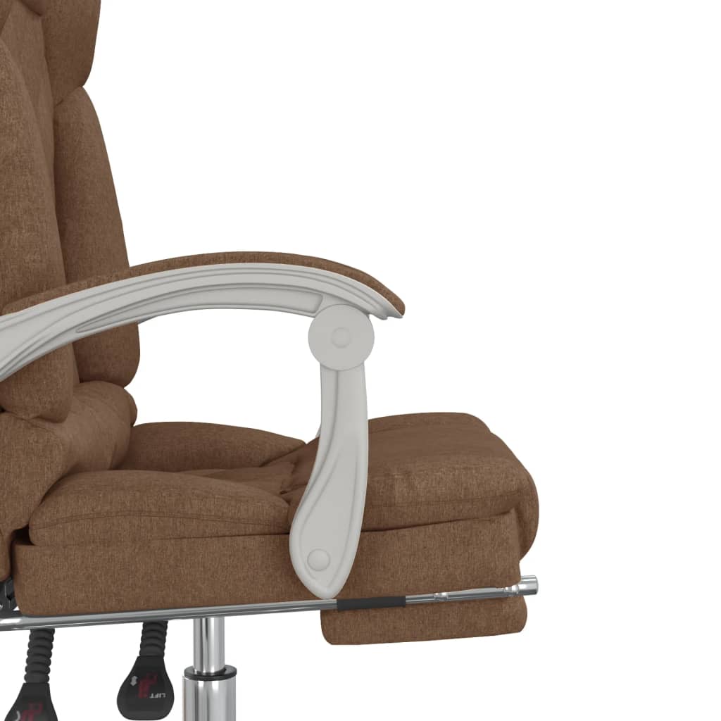 Massage Reclining Office Chair Brown Fabric