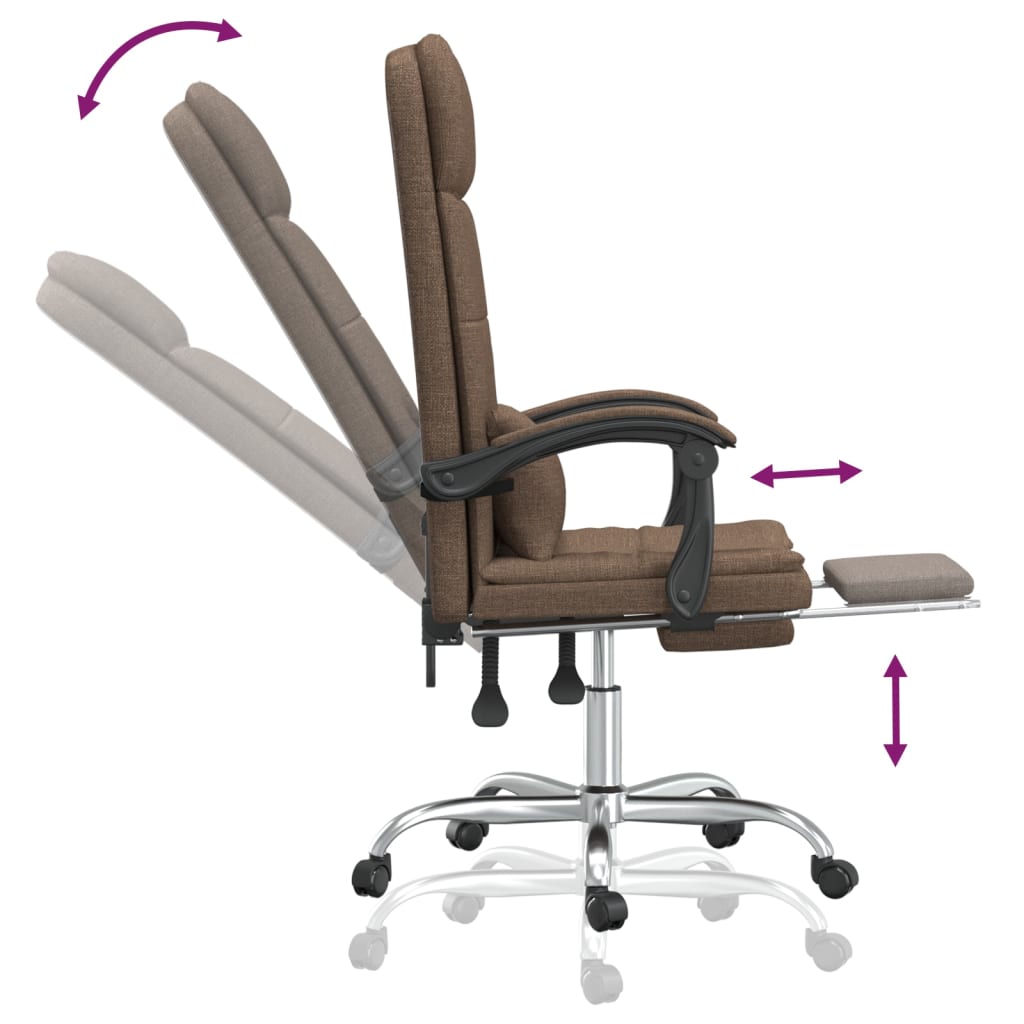 Massage Reclining Office Chair Brown Fabric
