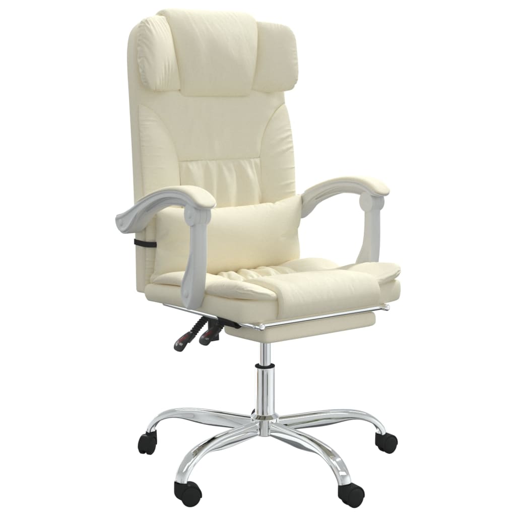 Reclining Office Chair Cream Faux Leather