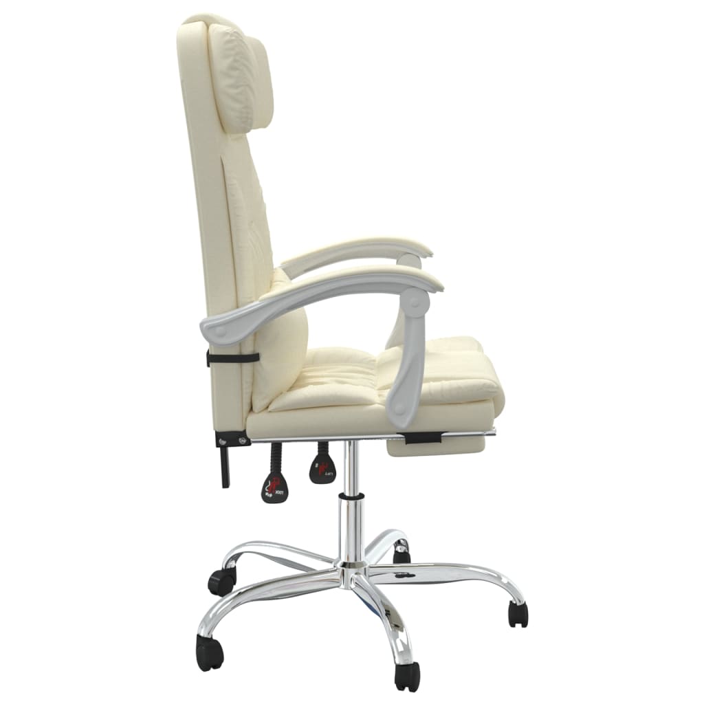 Reclining Office Chair Cream Faux Leather