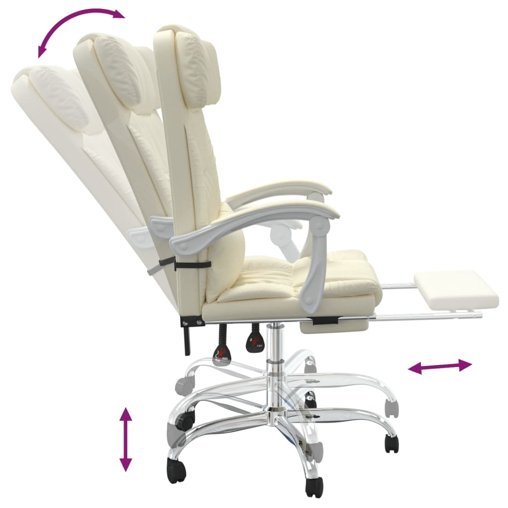Reclining Office Chair Cream Faux Leather