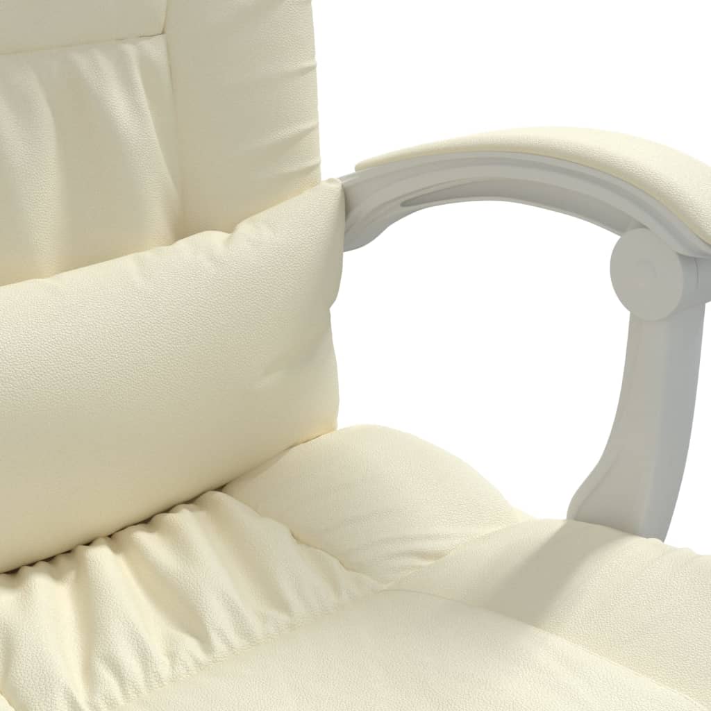 Reclining Office Chair Cream Faux Leather