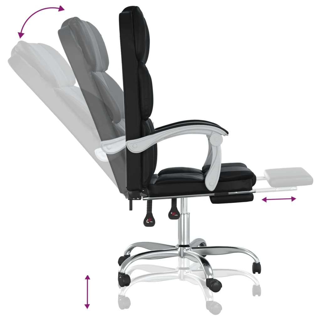 Reclining Office Chair Black Faux Leather