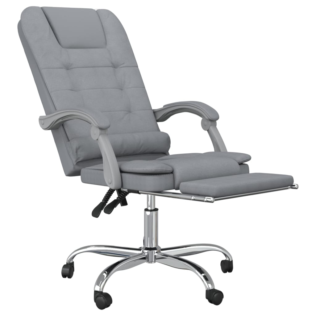 Massage Reclining Office Chair Light Grey Fabric