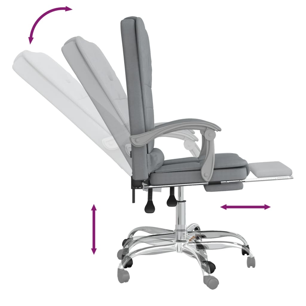 Massage Reclining Office Chair Light Grey Fabric