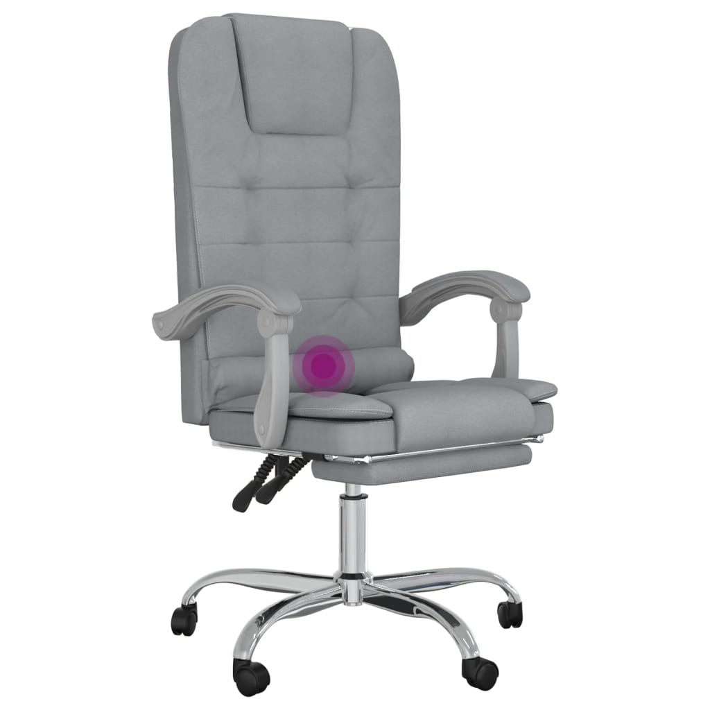 Massage Reclining Office Chair Light Grey Fabric