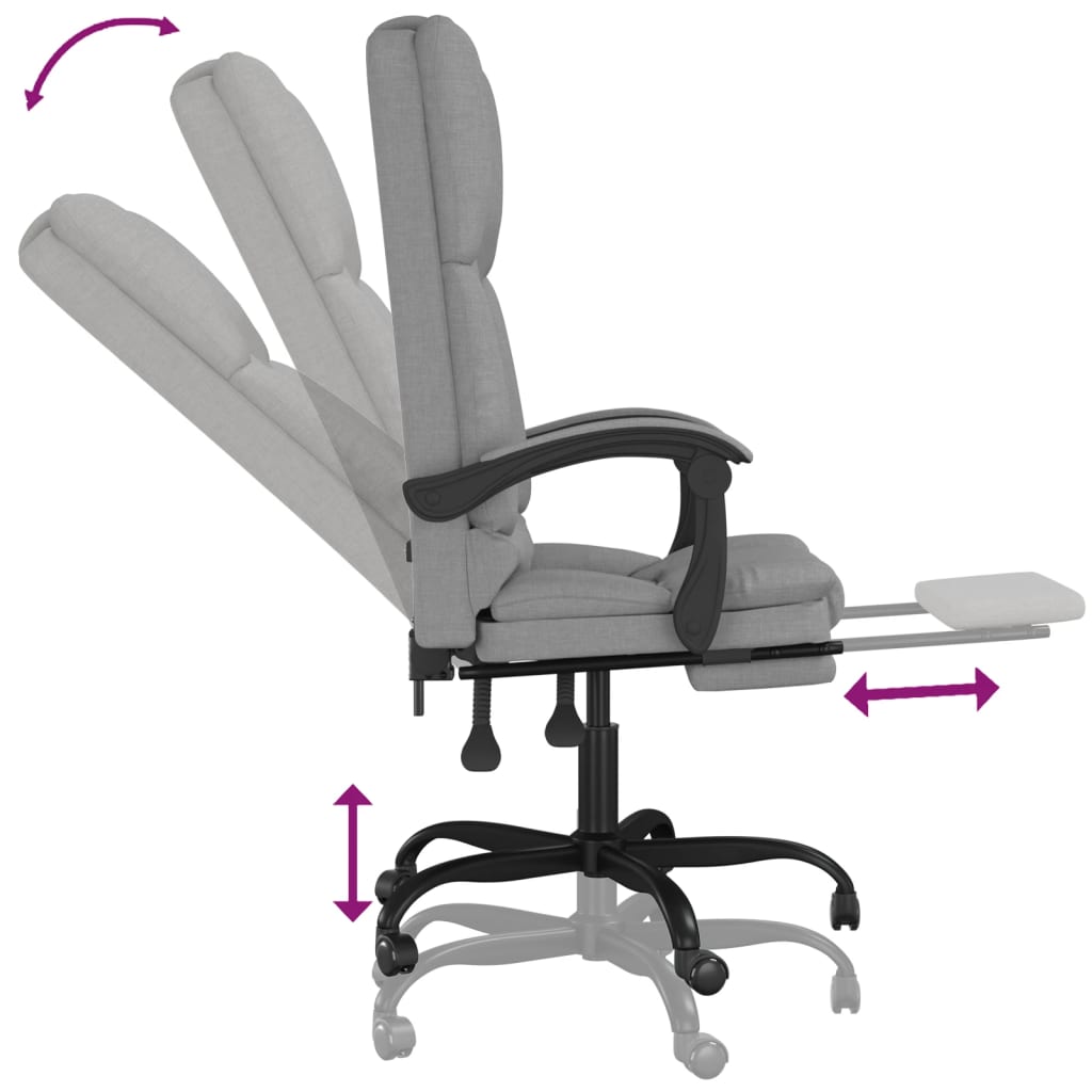 Massage Reclining Office Chair Light Grey Fabric
