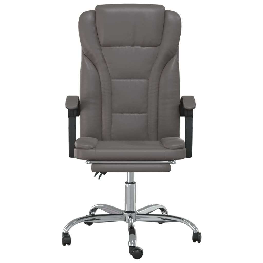 Reclining Office Chair Grey Faux Leather