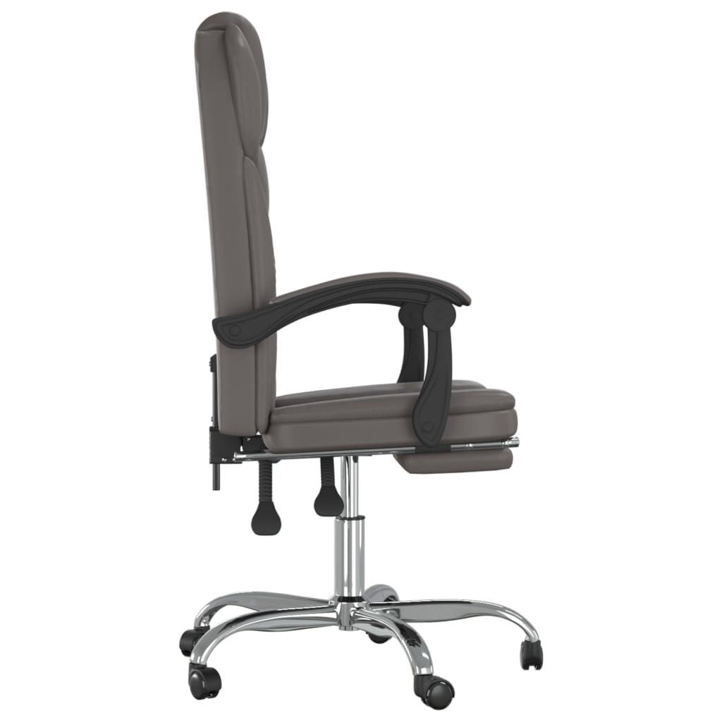 Reclining Office Chair Grey Faux Leather