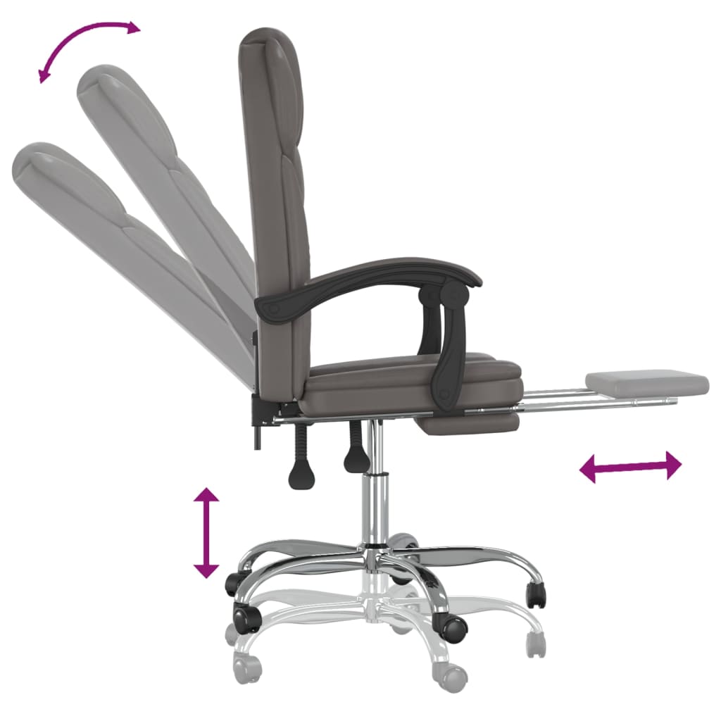 Reclining Office Chair Grey Faux Leather