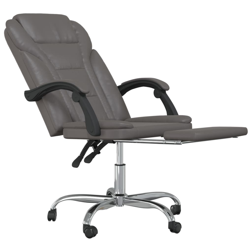 Reclining Office Chair Grey Faux Leather