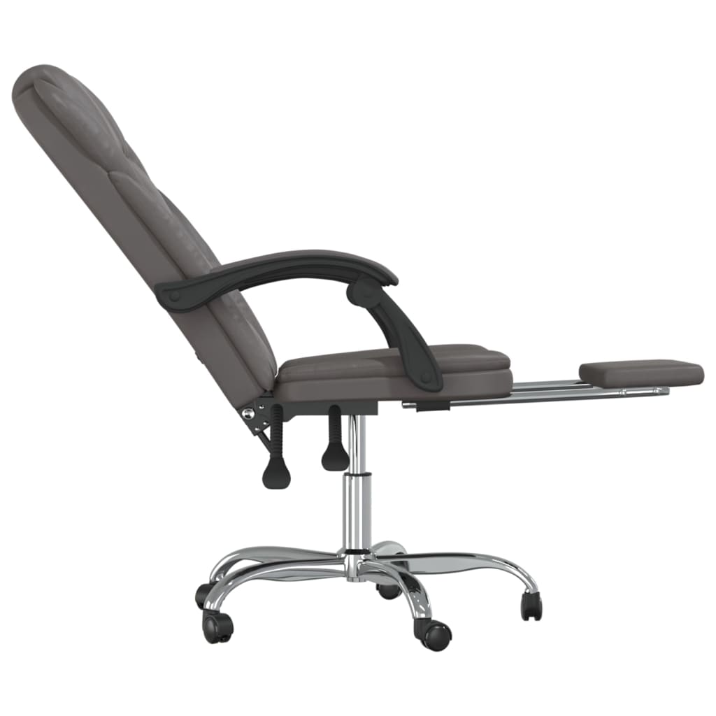 Reclining Office Chair Grey Faux Leather