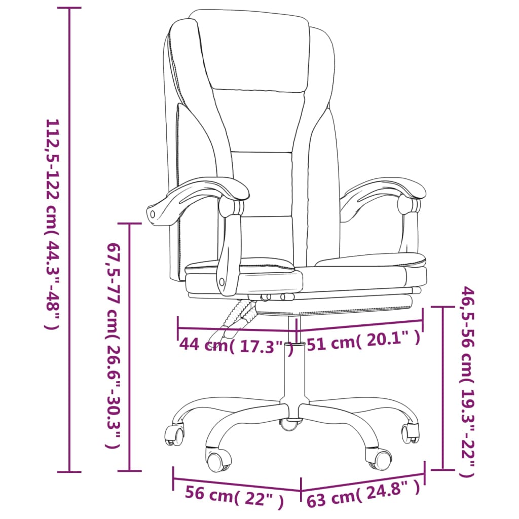 Reclining Office Chair Grey Faux Leather