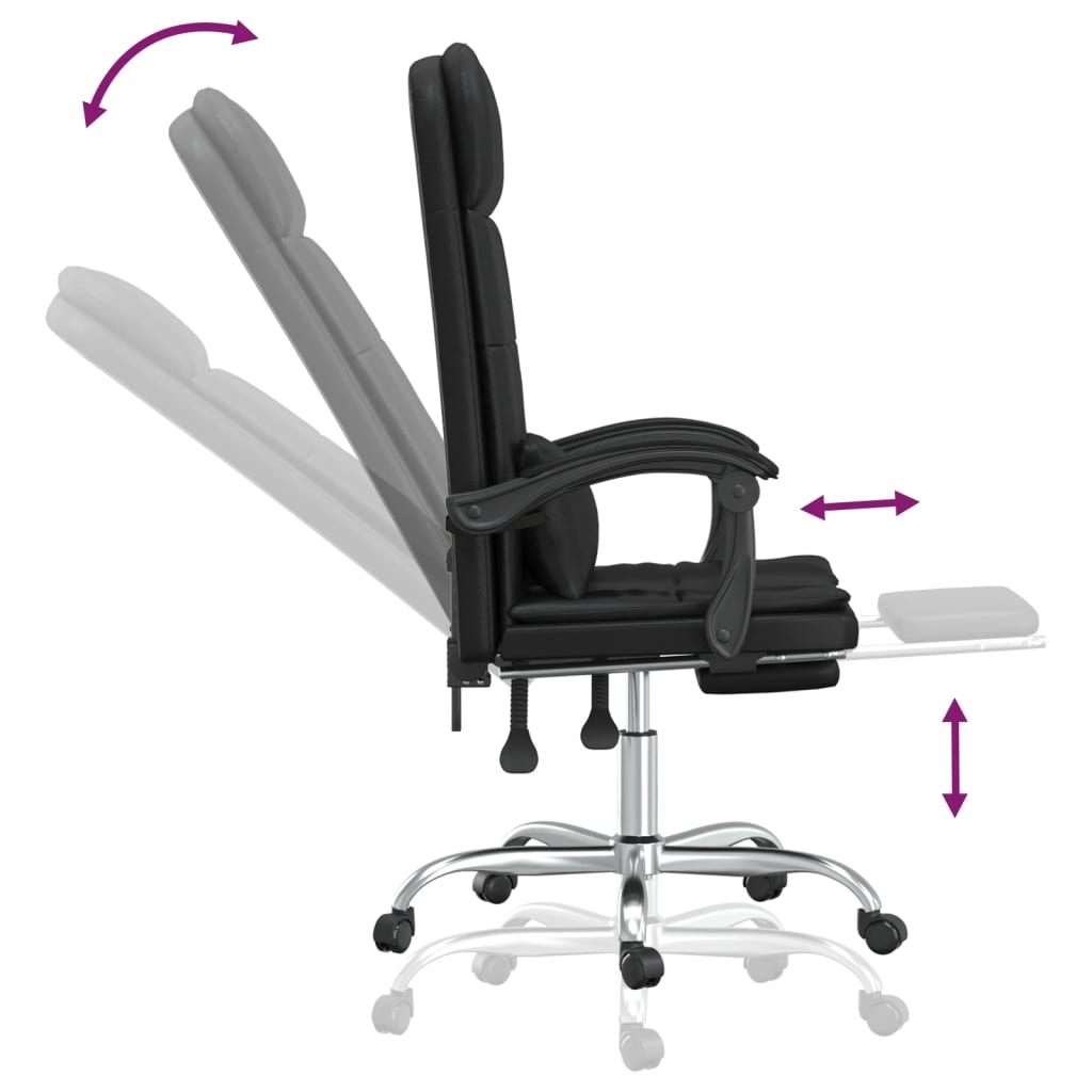 Massage Reclining Office Chair Black Faux Leather