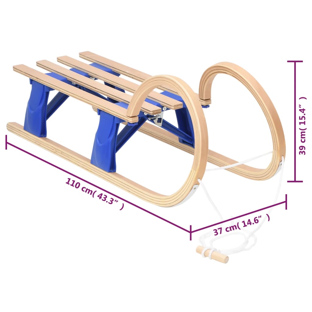 vidaXL Foldable Sledge 110 cm Plywood