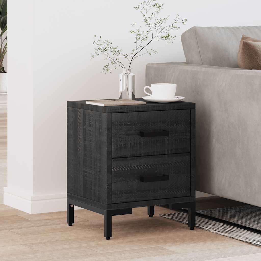 Bedside Cabinet Black 36x30x45 cm Solid Pinewood