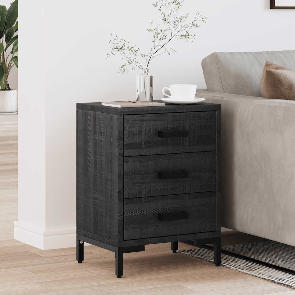 Bedside Cabinet Black 36x30x54 cm Solid Pinewood