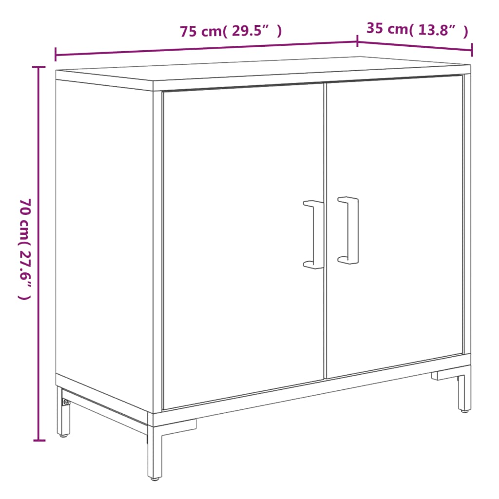 Sideboard Brown 75x35x70 cm Solid Pinewood