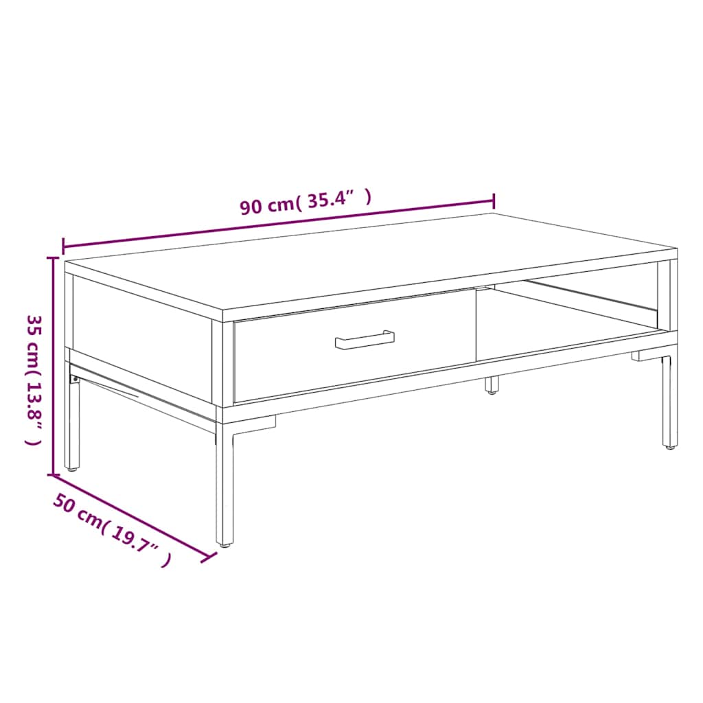 Coffee Table 90x50x35 cm Solid Pinewood