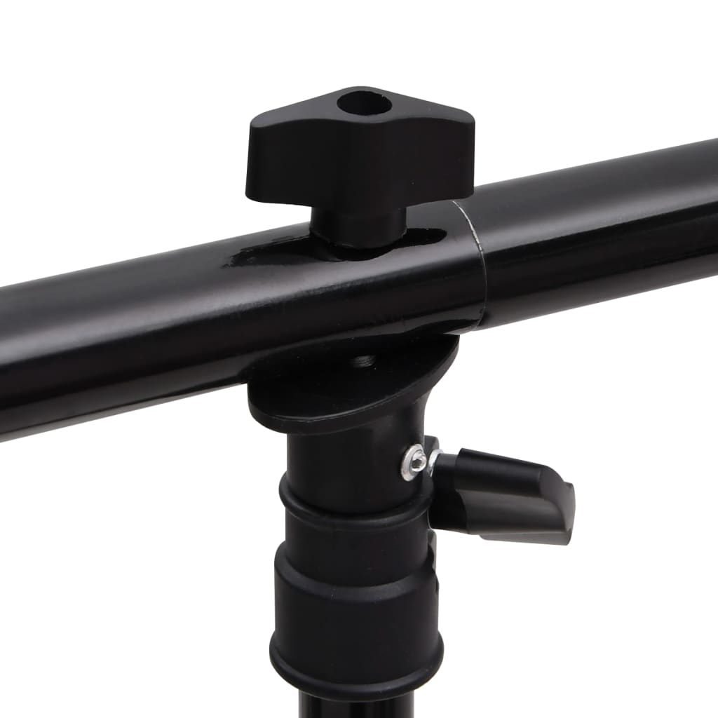 T-Shape Background Stand Black 201x60x(70-200) cm