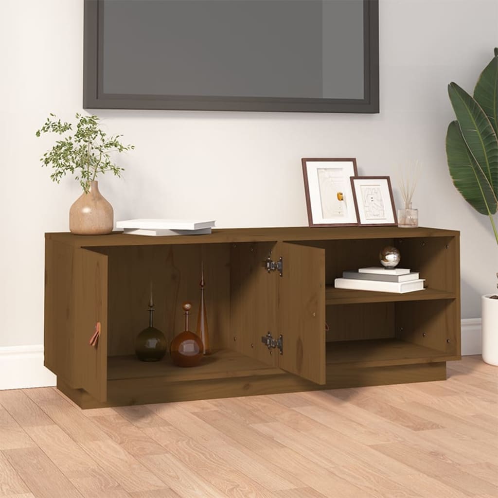 818223 vidaXL TV Cabinet Honey Brown 105x34x40 cm Solid Wood Pine