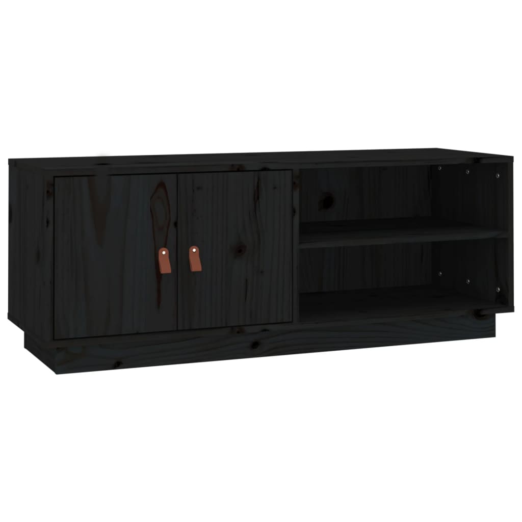818224 vidaXL TV Cabinet Black 105x34x40 cm Solid Wood Pine