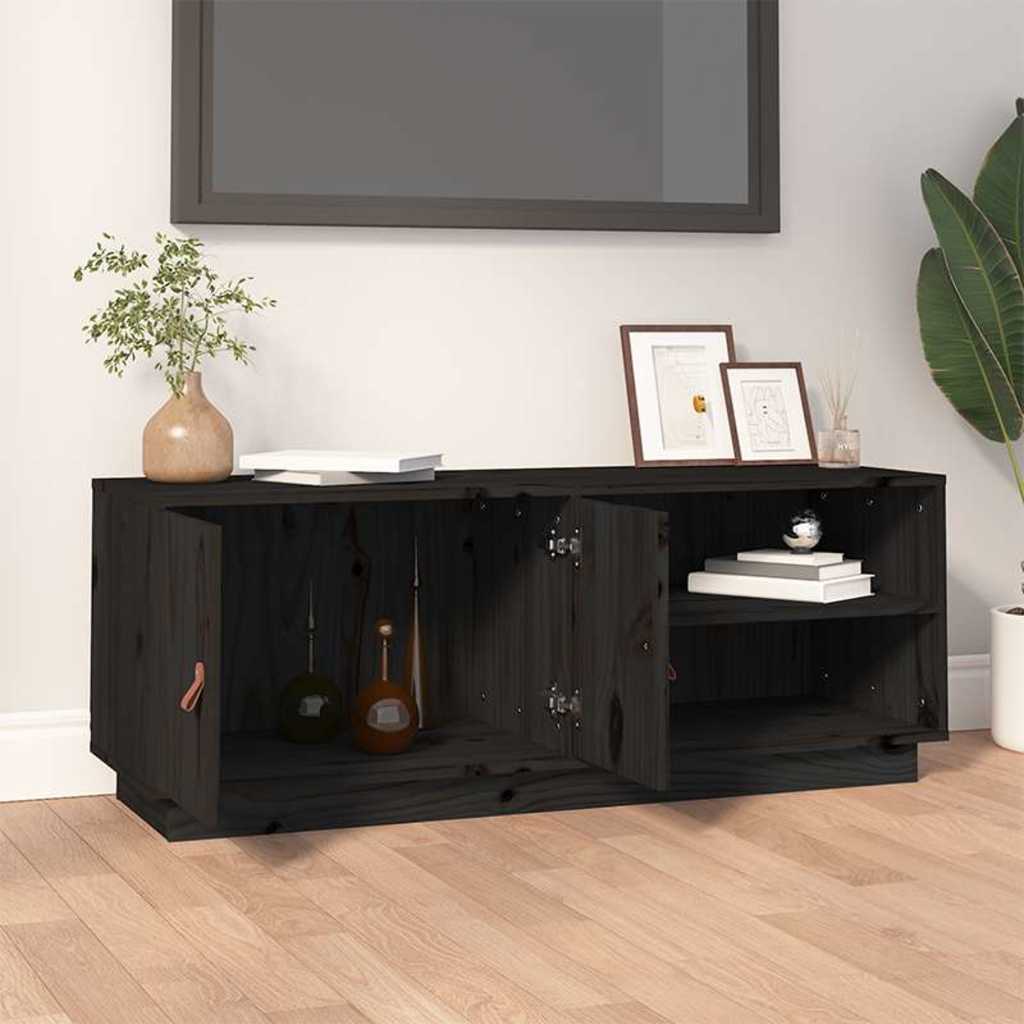 818224 vidaXL TV Cabinet Black 105x34x40 cm Solid Wood Pine