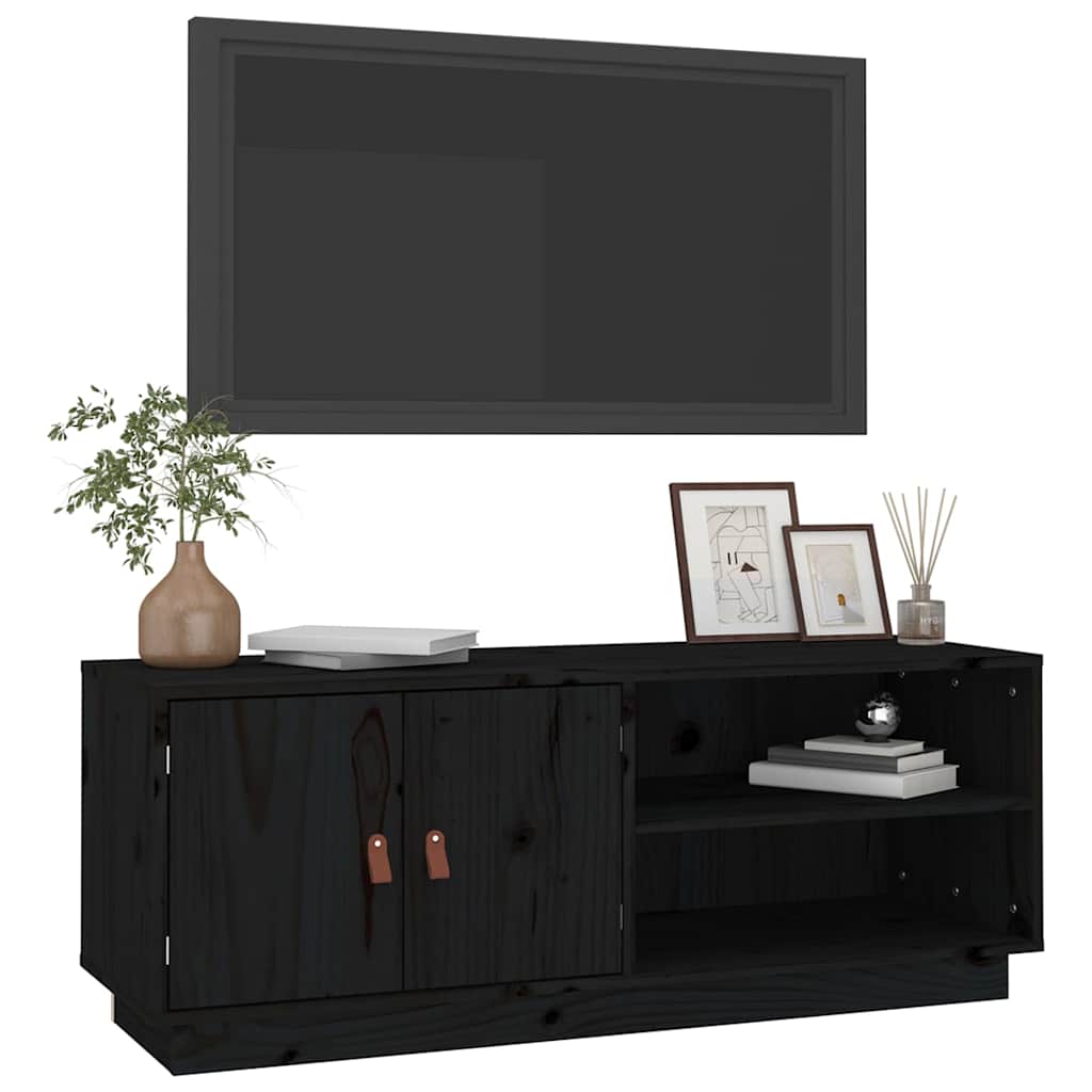 818224 vidaXL TV Cabinet Black 105x34x40 cm Solid Wood Pine