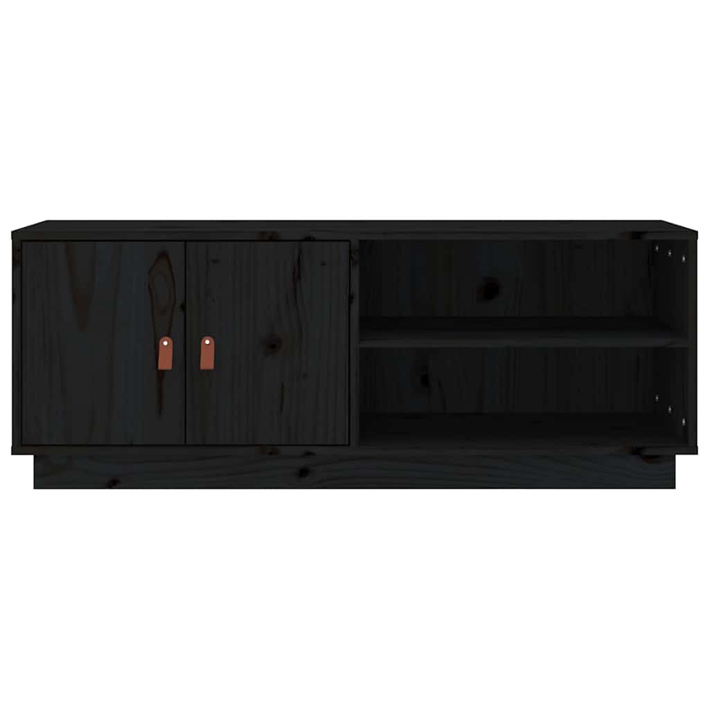 818224 vidaXL TV Cabinet Black 105x34x40 cm Solid Wood Pine