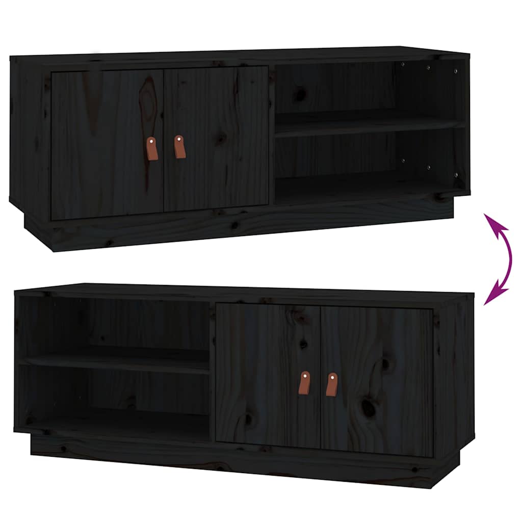 818224 vidaXL TV Cabinet Black 105x34x40 cm Solid Wood Pine