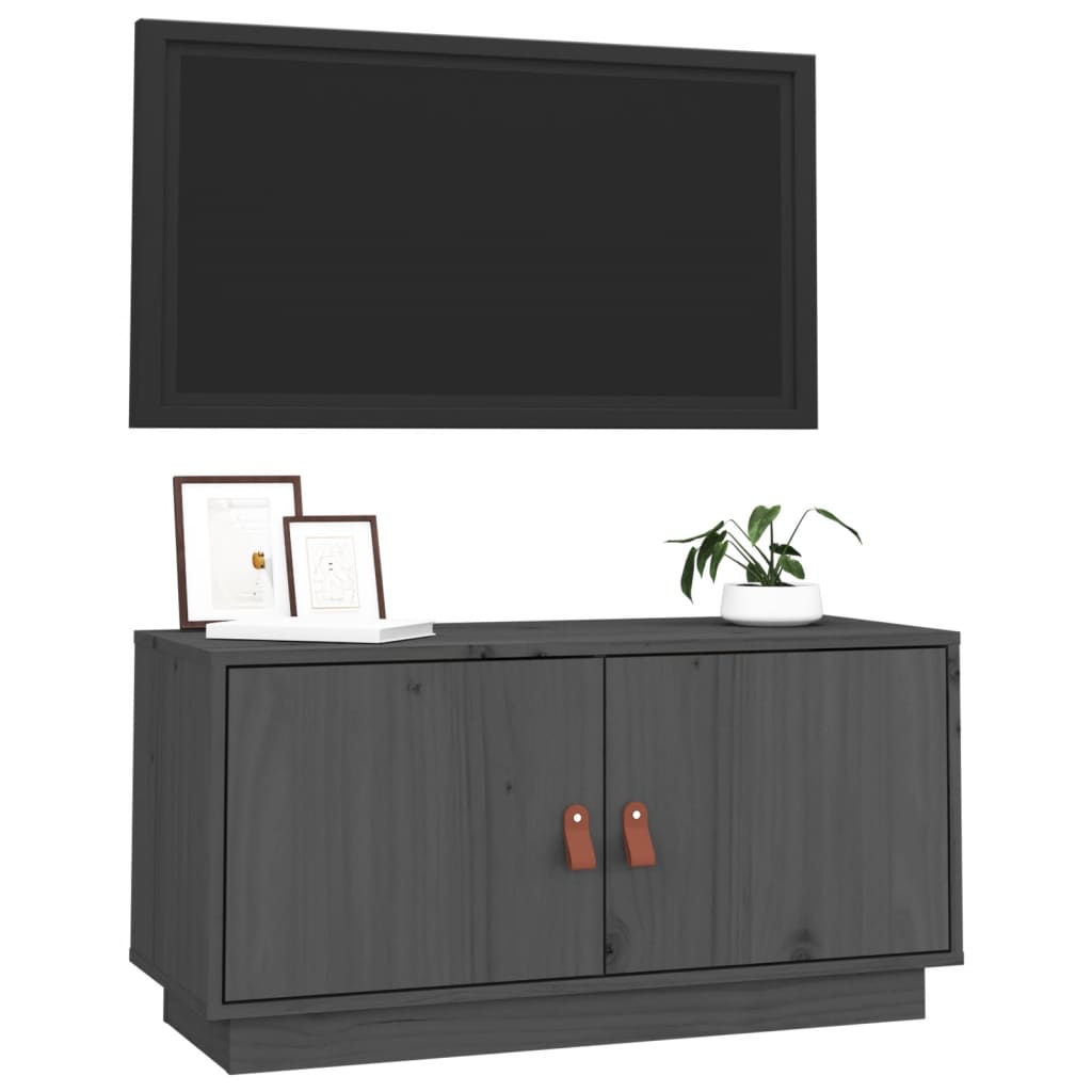 vidaXL TV Cabinet Grey 80x34x40 cm Solid Wood Pine