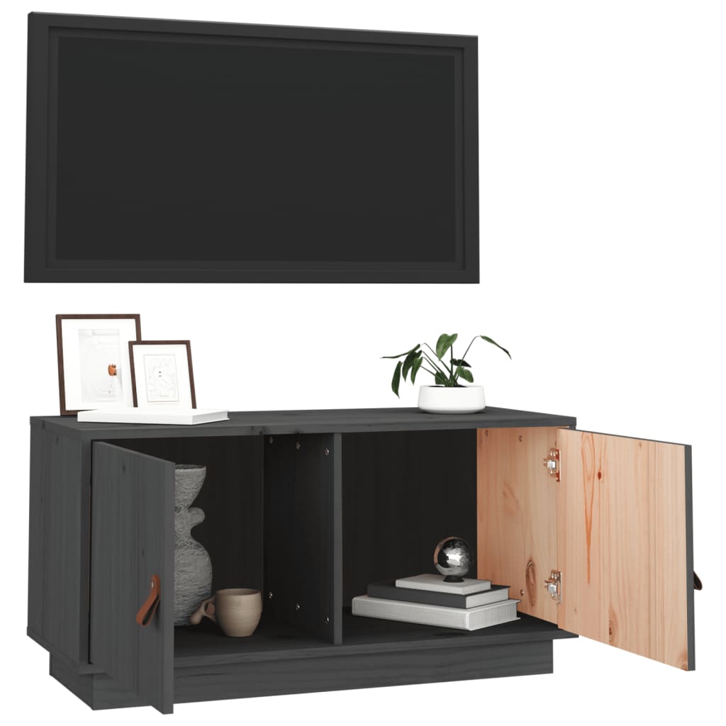 vidaXL TV Cabinet Grey 80x34x40 cm Solid Wood Pine