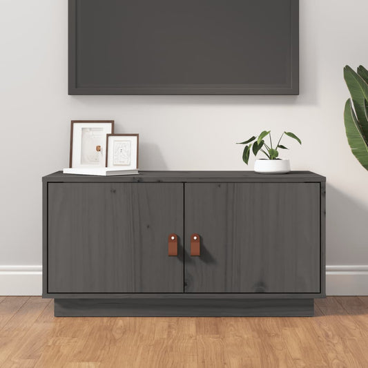 vidaXL TV Cabinet Grey 80x34x40 cm Solid Wood Pine